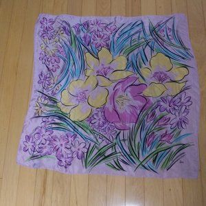 Honey  100% Silk Scarf 30"x 30" pretty florals